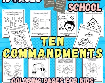Dibujos para colorear de los Diez Mandamientos para niños – Imprimibles para la escuela dominical (PDF y PNG)