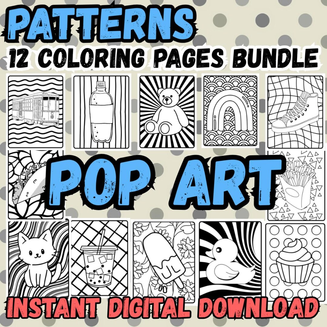 Pop Art Coloring Pages for Kids | Printable Pattern Sheets (digital ...