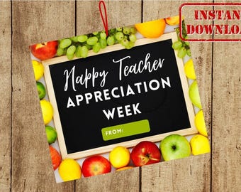 Teacher Appreciation Week Printable sign/tags, fruit