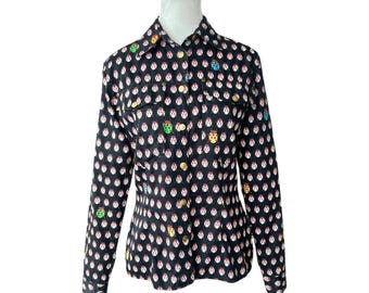 Vintage 1995 Gianni Versace Jeans Ladybug Print Button-Up Blouse – Size S