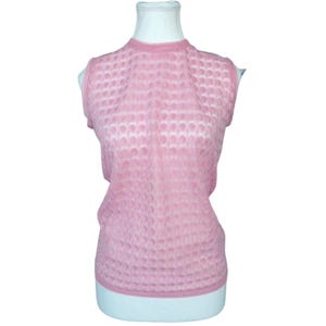 Pink Vintage 70s Sheer Babydoll Maglieria di Lusso Tank Top