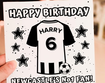 Newcastle United Birthday Card | Custom Football Shirt Name & Number | With Envelope