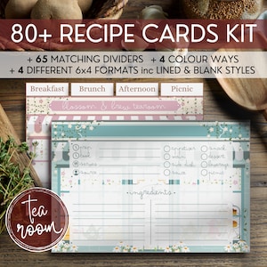 Cartes de recettes prêtes à imprimer et séparateurs de boîtes de recettes pour des recettes manuscrites, une idée cadeau bien pensée pour une pendaison de crémaillère et pour préparer vos repas