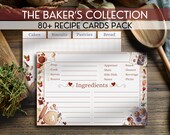 Baker's 4x6 recipe cards and dividers set for handwritten & family recipes, digital baking and cooking gift for grandma's recipe and hampers