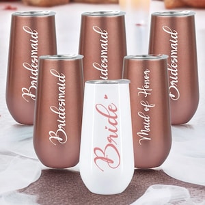 bicchiere personalizzato, regali di nozze, regalo personalizzato per damigelle d'onore, regalo per addio al nubilato, flauto