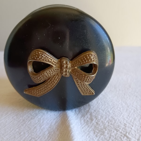 Mini Black Trinket box with Gold Bow Knot Finged