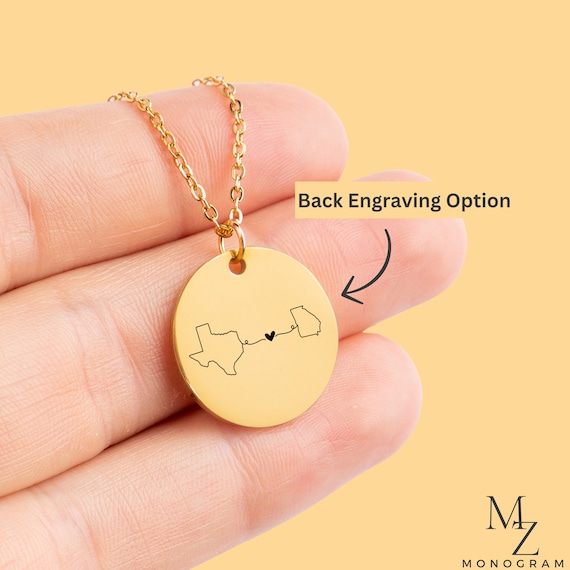 Personalised Country Necklace Two Home Necklace State Necklace Long Distance Relationship Gift Personalised Necklace Gift Country Map Gift Etsy