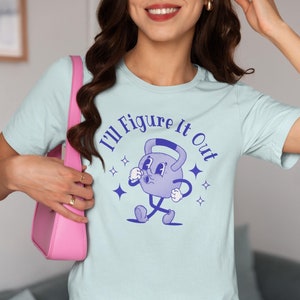 Trendy Retro Cartoon Character Gym T-Shirt Old School Ketlle Bell Gift For Gym Girl Unique Pump Cover Women Training Tee Cute Fitness Shirt