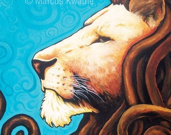 Iron Lion (Blue) 11x9 Print