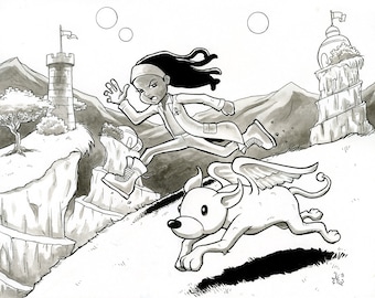 Bobo and Imani - Original 11x14 Ink illustration