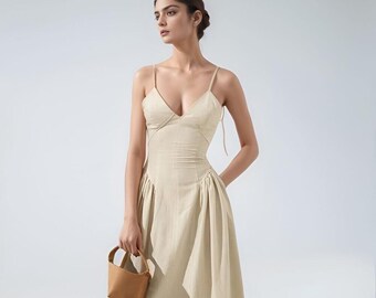 green emerald velvet dress GLS Long Formal Pleated Empire Waist Prom Dress - Rose Gold - Sleeveless Illusion V-Neck - Size Xs