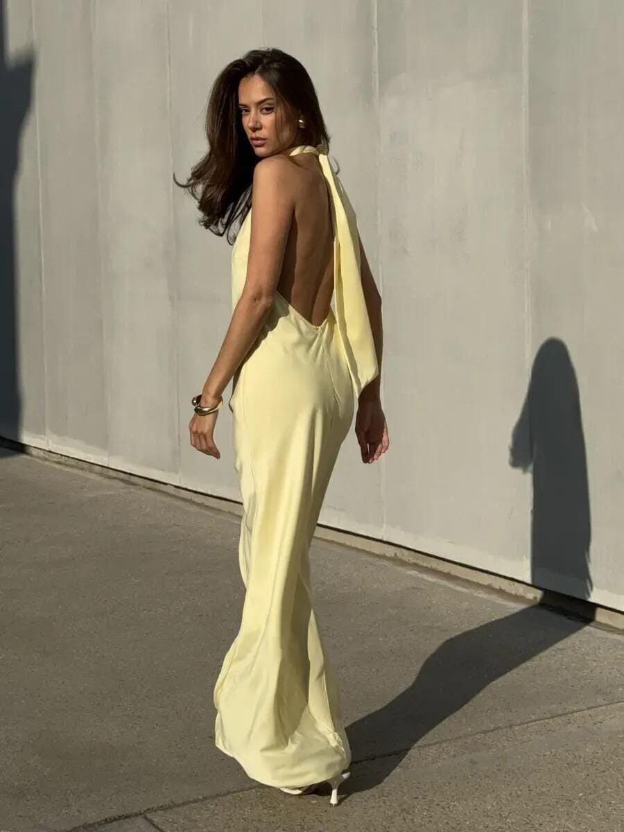 Yellow Backless Dress - Etsy