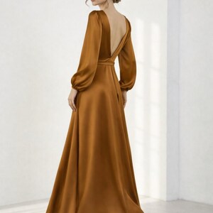 Satin Maxi Dress Long Sleeves - Etsy