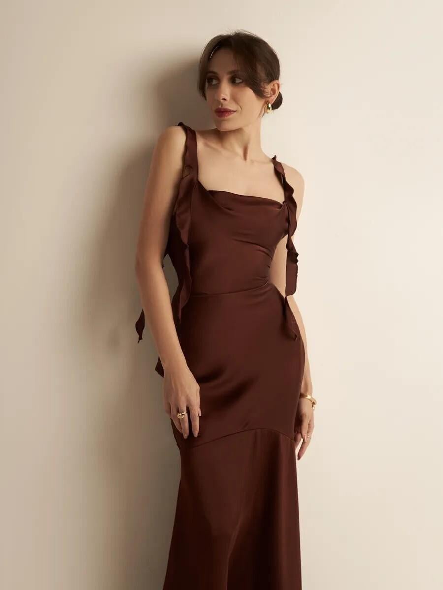 chinese dress ladies Mocha Linen Maxi S main image 0
