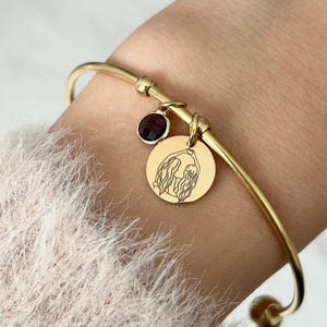 Personalized stainless steel bangle bracelet, heart sister bracelet, friendship bracelet, sister gift, best friend gift; Mother's Day