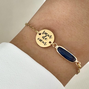 Birthstone sister bracelet, heart sister bracelet, friendship bracelet, sister gift, gift for best friend, Mother's Day gift