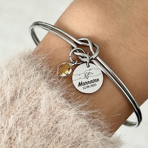 Godmother bangle bracelet with birthstone, personalized godmother bracelet, personalized women's bracelet, Mother's Day gift