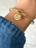 Personalized teacher bracelet, bangle bracelet with birthstone, best teacher gift, minimalist jewelry, nanny gift product logo