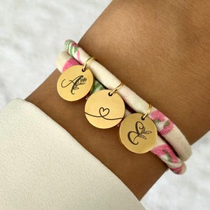 Pulsera de cordón Liberty personalizada, pulsera de pareja personalizada, medalla para grabar, regalo de pareja, regalo para padres, regalo de amistad