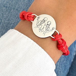 Personalized Cord Bracelet Stainless Steel Medallion, Adjustable Bracelet, Engraving of your choice, sister of the heart, Mom Gift, Minimalist Jewelry
