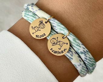 Pulsera de cordón infantil personalizada, pulsera con nombre de niño, joyería infantil, pulsera personalizada para mamá, regalo de Navidad personalizado para mujer