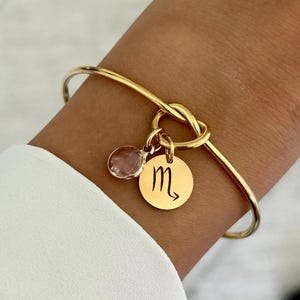 Bransoletka zodiaku z kamieniem szlachetnym, spersonalizowana bransoletka, niestandardowa bransoletka zodiaku, prezent na dzień matki