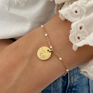 Personalized Stainless Steel Mom Bracelet, Custom Mom Jewelry, Engraved Charm, Adjustable Chain Bracelet, Mother&#39;s Day Gift