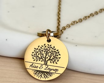 Personalized tree of life necklace, personalized stainless steel necklace, jewelry engraved with children&#39;s names, family, Mother&#39;s Day gift idea