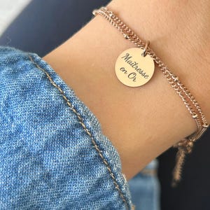 Pulsera de cadena doble maestra personalizada, regalo de agradecimiento al maestro, regalo para el maestro, regalo para la niñera, ATSEM, regalo de fin de año