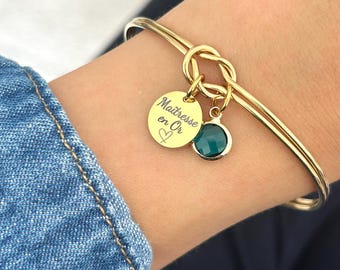 Bracelet jonc maîtresse personnalisé, cadeau merci maîtresse, cadeau enseignant, cadeau nounou, ATSEM, cadeau saint valentine personnalisé