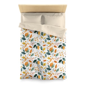 Fall Leaves Duvet Cover, Autumn Bedding Set, Thanksgiving Bedroom Decor, Botanical Home Textiles, Cozy Blanket Cover, Nature Lover Gift