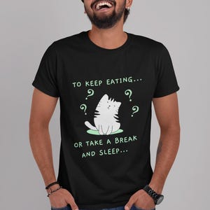 Cat Lover T-Shirt, Cute Kitty Tee, Funny Cat with Eating & Sleeping Quote Shirt, Cat Mom Gift, Unisex Cotton Tee