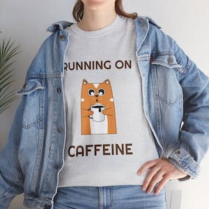 Cat Drinking Coffee Funny T-Shirt, Cute Cat Tee, Novelty Cat Shirt, Coffee Lover Gift, Animal Graphic Tee