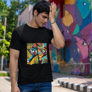Pop Art Cat Comics T-Shirt: Vibrant Feline Graphic Tee