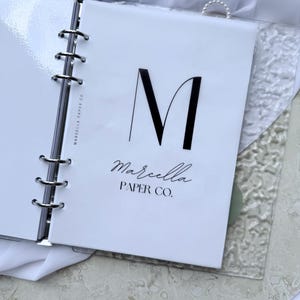 Personalised Vellum Planner Dashboard | Monogram Insert | Frosted Overlay Divider | Minimalist Insert | Multi Size Ring & Disc