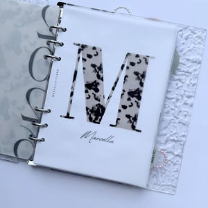 Personalised Vellum Planner Dashboard | Beige Tortoise Shell Monogram Insert | A5, Personal A6 Ring & Discbound Planner