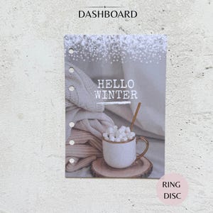 Tableau de bord de l'agenda d'hiver Hello | Insert de superposition | Intercalaire minimal pour agendas A5 A6 LV personnels Filofax et disques reliés