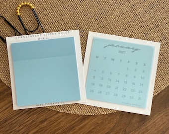Sea Blue Transparent Sticky Notes – Waterproof, Repositionable Memo Pads for Journals