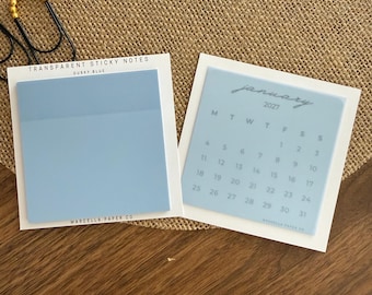 Dusky Blue Transparent Sticky Notes – Waterproof, Repositionable Memo Pads for Journals