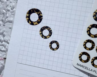 Tortoise Shell Ring Stickers | Translucent Planner Decor (48 Count)