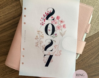 2027 Floral Vellum Year Overview Planner Dashboard | Minimalist Annual Date Card | A5 A6 Planner Divider | Ring & Discbound Planner Insert