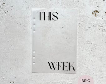 This Week Vellum Dashboard | Inbox Transparent Overlay Insert | Minimal Divider for A5 A6 LV Personal Filofax and Disc Bound Planners