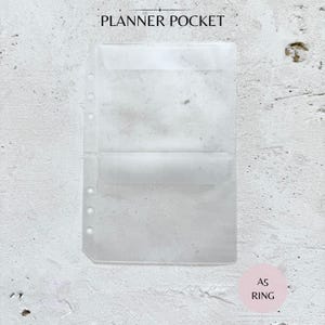 A5 Planner Pocket Insert, Frosted 2 Pocket, Ring Planner Storage, Clear A5 Binder Pocket, Planner Accessory