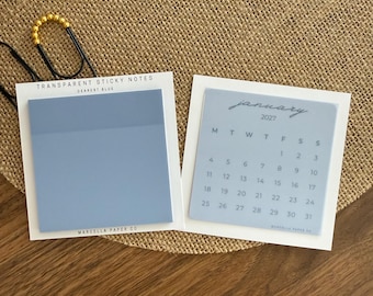 Dearest Blue Transparent Sticky Notes – Waterproof, Repositionable Memo Pads for Journals