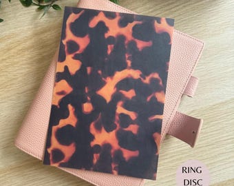 Panel organizador de vitela con diseño de carey / Separador mínimo para agendas personales Filofax A5, A6 y LV con encuadernación de discos.