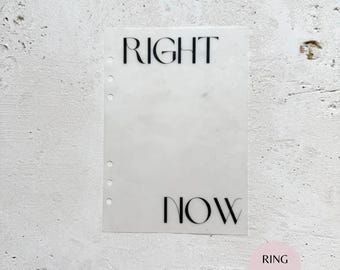 Right Now Inbox Style Vellum Planner Dashboard | Transparent Overlay Insert | For A5 A6 LV Personal Filofax Disc Bound Planners