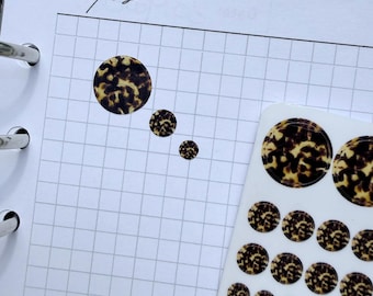 Tortoise Shell Circle Round Planner Stickers | Translucent Neutral Dots for Journals