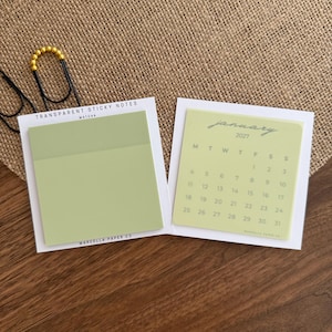 Matcha Green Transparent Sticky Notes – Waterproof Repositionable Memo Pads for Books, Journals