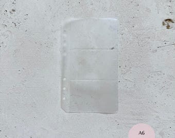 Frosted 3 Pocket Planner Dashboard | Minimal A6 Personal Insert | Transparent Divider | Ring Planner Accessory