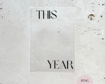 This Year Vellum Planner Dashboard | Transparent Inbox Overlay Insert | Minimal Divider for A5 A6 LV Personal Filofax Disc Bound Planners